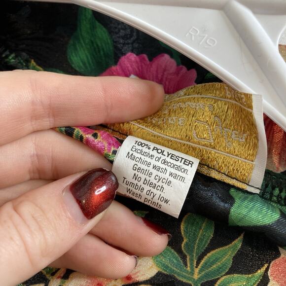 Vintage Kristine Tyler Intimates Women's Black Floral Robe One Size Luxury Asian - Picture 6 of 12